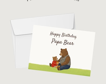 Papa Bear Birthday Card for Dad (Digital Download, Printable A7 Envelope Included)