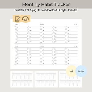 Tracker delle abitudini ADHD stampabile e digitale / Un planner mensile senza stress per creare routine semplici e durature