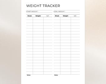 Weekly Weight Loss Tracker Printable: Motivating Weight Log (A4/Letter PDF Download)