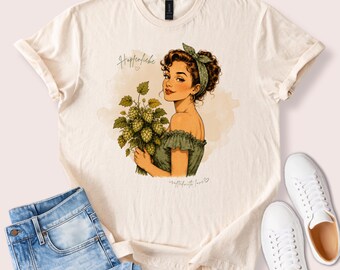 Hopfenliebe Damen T-Shirt, Vintage Bier Shirt, Bierliebhaberin Geschenk, Craft Beer Outfit, optional personalisierbar