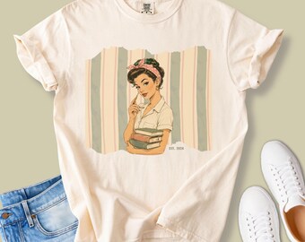 Elementary Teacher Comfort Colors® Tee | Pastel Vintage Design with Retro Striped Background