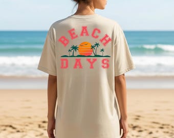 Vintage Beach Days Back Print Shirt, Retro Coastal Summer Tee