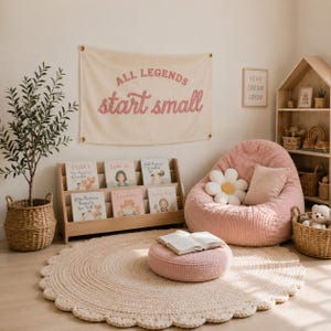 All Legends Start Small Canvas, Nursery Wall Art, Custom Embroidered Baby Name Canvas Flag, Kid's room Embroidery imagen 3