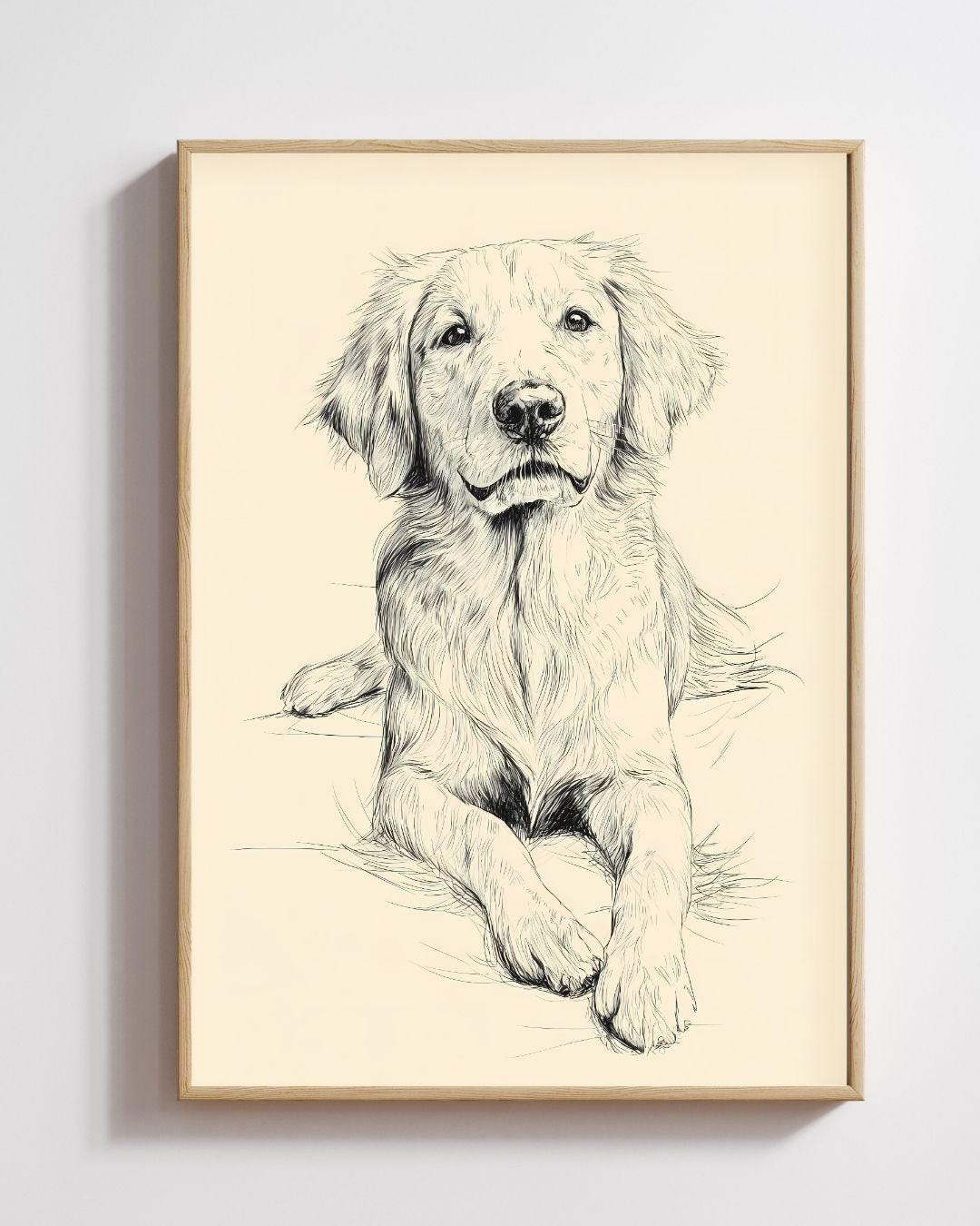 Golden Retriever Printable Wall Art Dog Print Minimalist Decor Calm ...