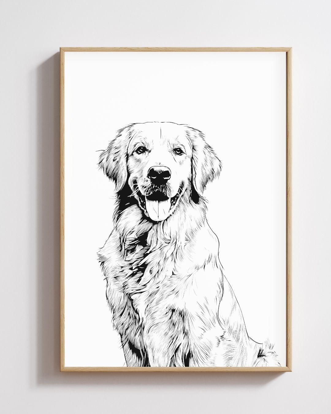 Printable Golden Retriever Dog Print Modern Wall Decor Clean Pet Art ...