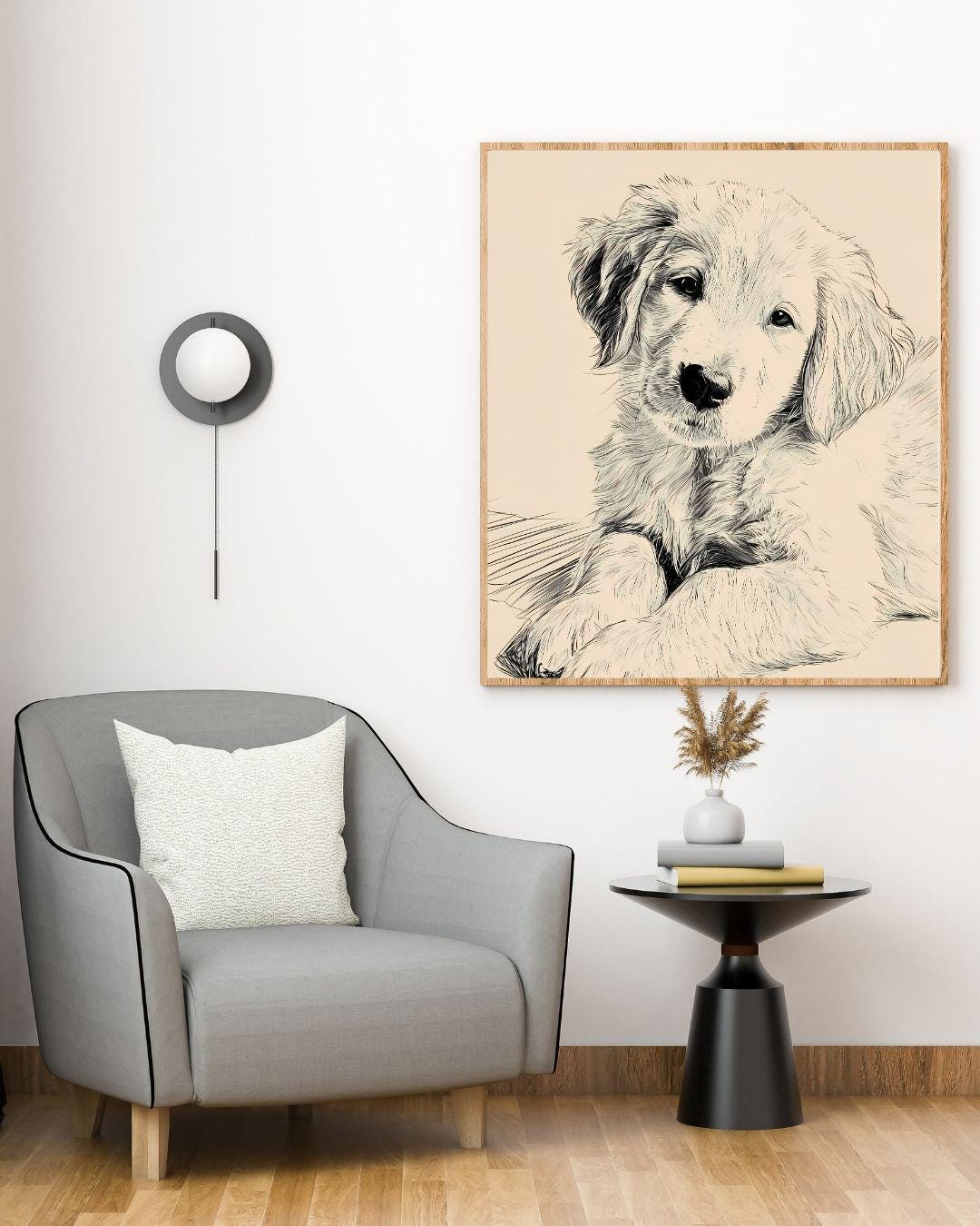 Golden Retriever Dog Print Printable Wall Decor Modern Pet Art Cute ...