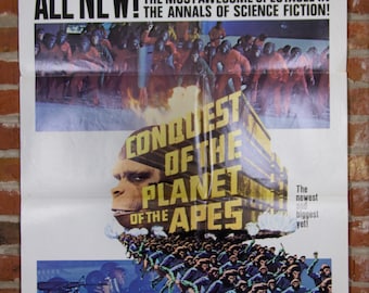 Conquest of the Planet of the Apes from 1972 - Original 27" X 41" (1) One Sheet Folded Movie Poster - Sci-Fi Movie, Adventure