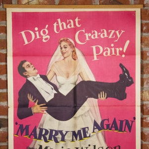 1953 Marry Me Again Movie Poster - Original 1953 27" X 41" (1) One Sheet Folded Movie Poster - Comedy, Wedding Dress, Wedding Poster
