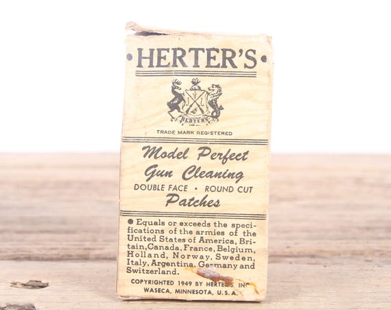 Vintage Herter's Model Perfect 27 35 Caliber Gun Cleaning Patches / Hunting Room Decor / Camping Decorations / Fishing Decor / Outdoor Decor