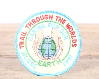 Vintage Scout Patch / 1991 Trail Through The Worlds / Caring For Our Earth Patch / Boy Scout Patch / Girl Scout Patch / Grunge Patch