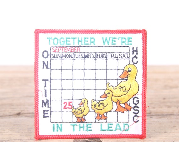 Vintage Girl Scout Patch / 1989 Together We're In The Lead - On Time HC GSC Duck Patch / Girl Scouts Patch / Boy Scout Patch