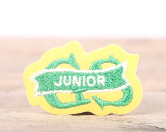 Vintage Girl Scout Patch / 1970's-80's Scout Patch / Green Yellow Junior Patch / Old Stock Scout Patch / 1.5" Girl Scouts Patch /Scout Badge