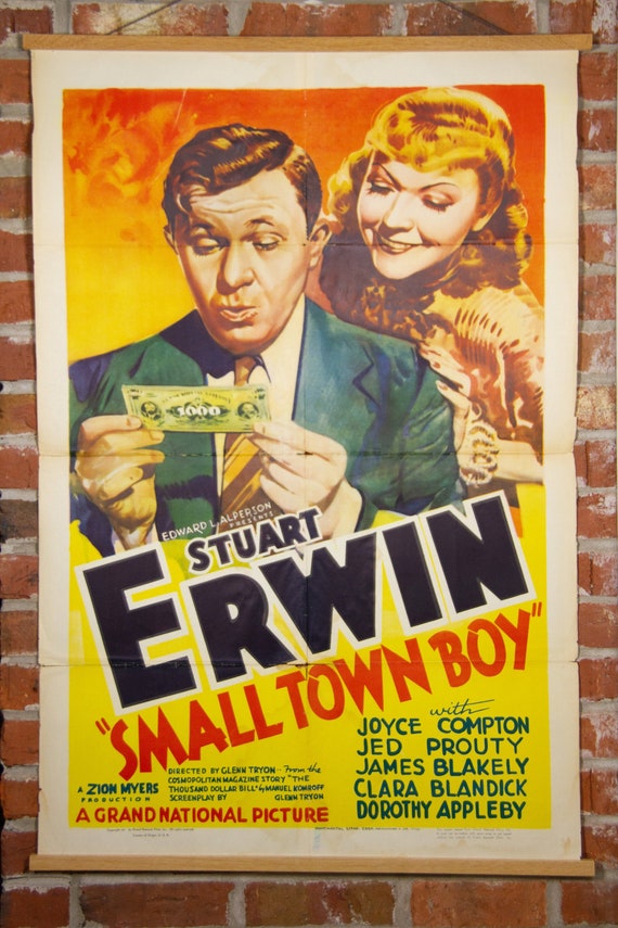 1944 Small Town Boy Stuart Erwin Movie Poster - Original 1944 27" X 41" (1) One Sheet Folded Movie Poster - Comedy, Drama, Romance