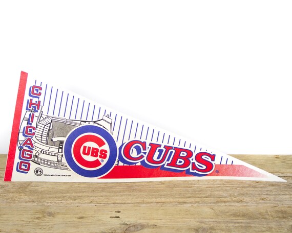 Vintage Chicago Cubs Pennant / Cubs Collectible / Large MLB Baseball Souvenir Felt Pennant