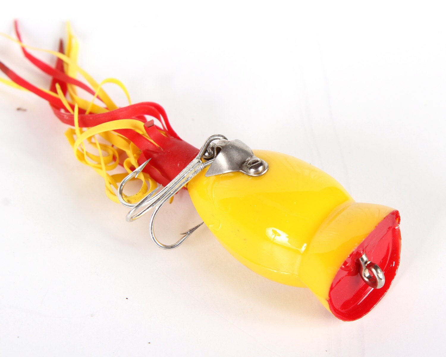 Fishing Lure / Fishing Decor / Yellow Hula Popper Vintage Fishing Lure