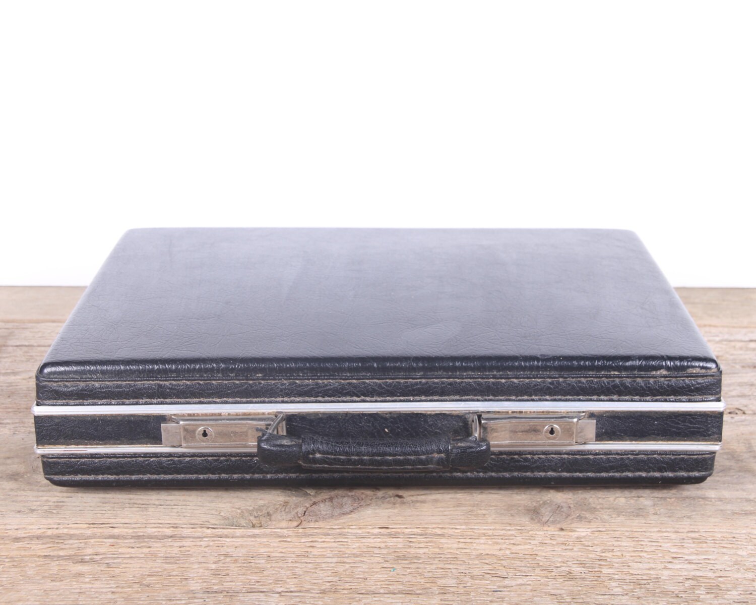 Vintage Black Briefcase / Antique Hardshell Black Briefcase / Suitcase