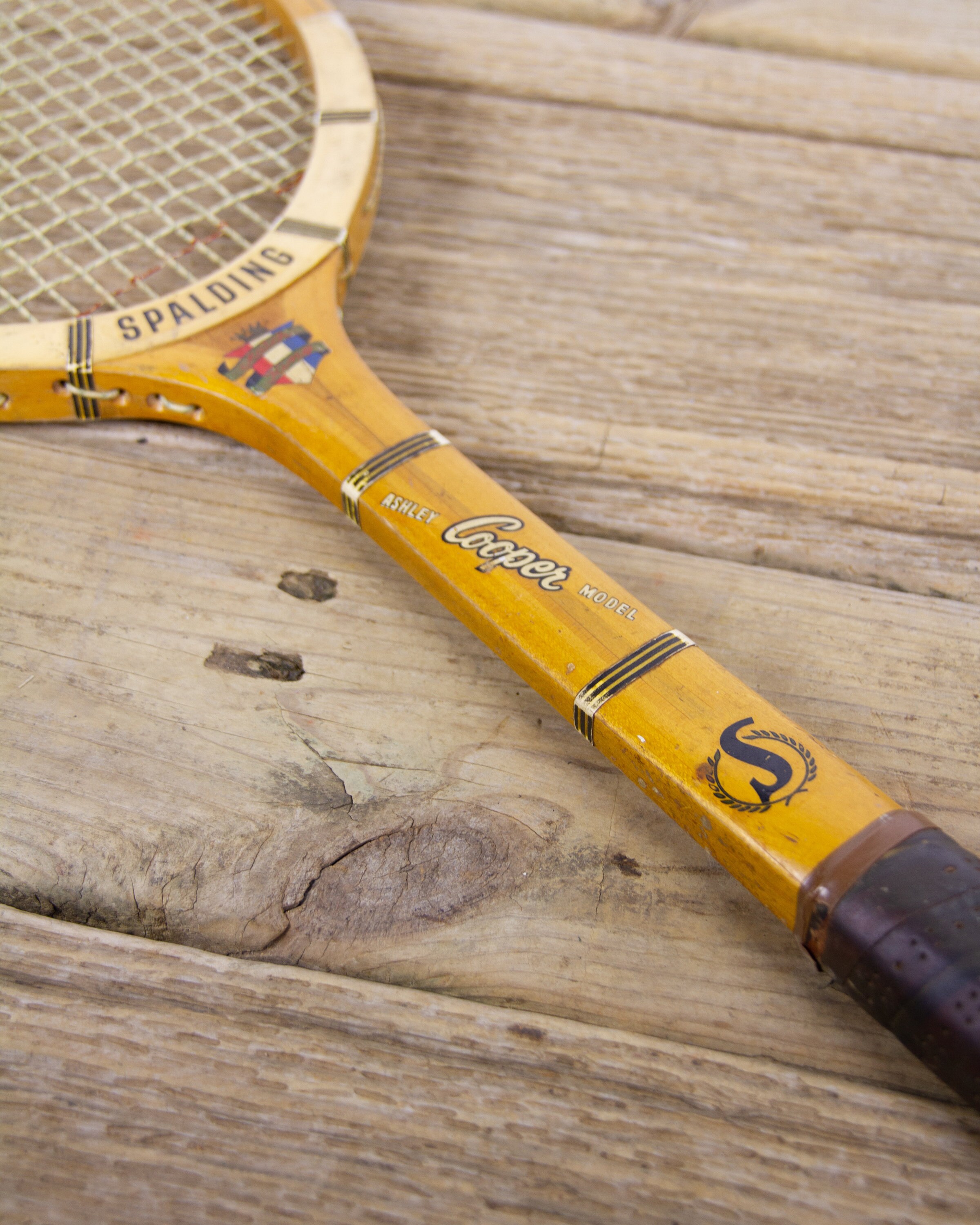 Vintage Spalding Ashley Cooper Model Wooden Tennis Racquet / Antique