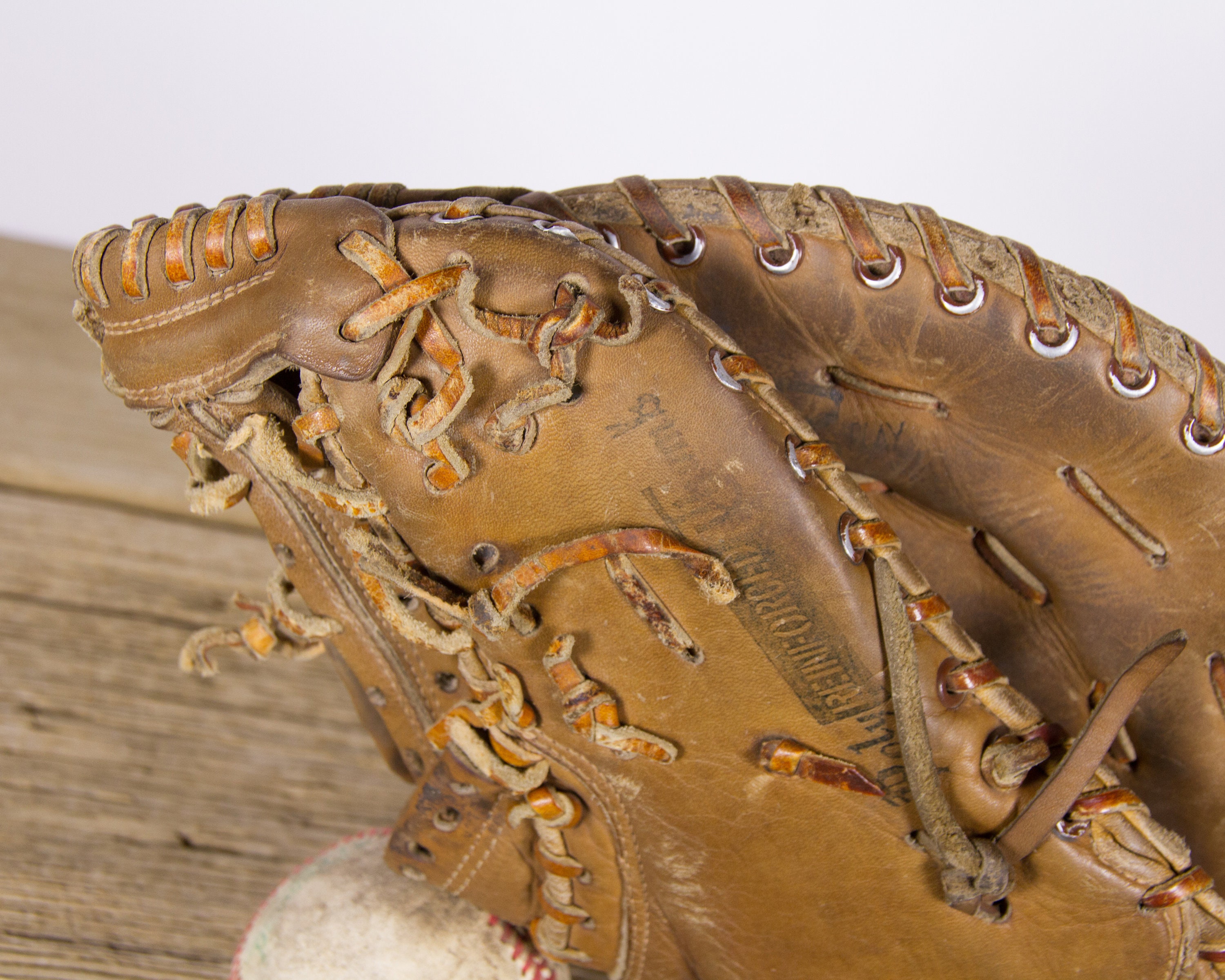 Antique Franklin Leather Baseball Glove / Old Vintage Leather Baseball