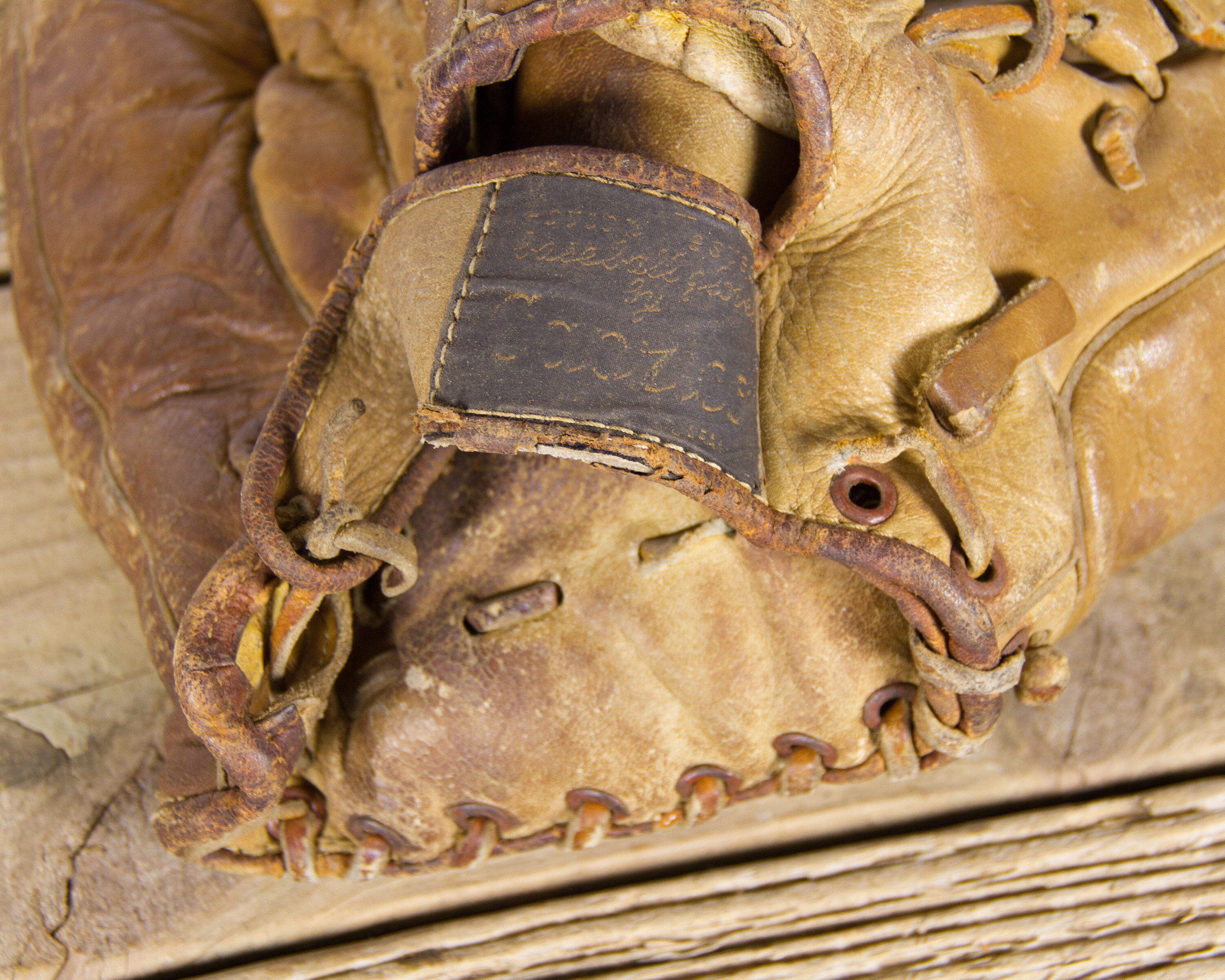 Antique Leather Baseball Glove / Old Baseball Mitt / Vintage Leather