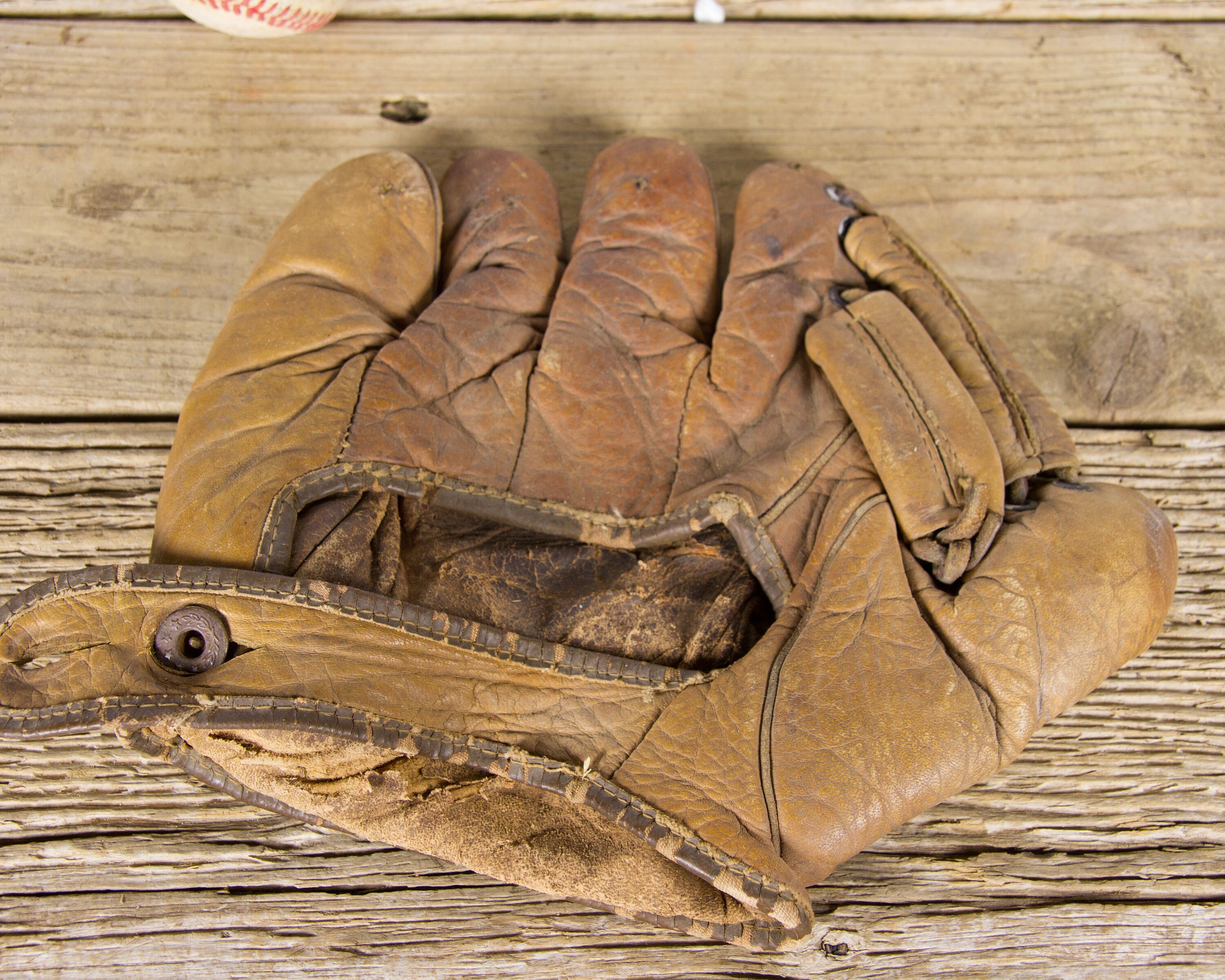 Antique Leather Baseball Glove / Old Vintage Leather Baseball Glove