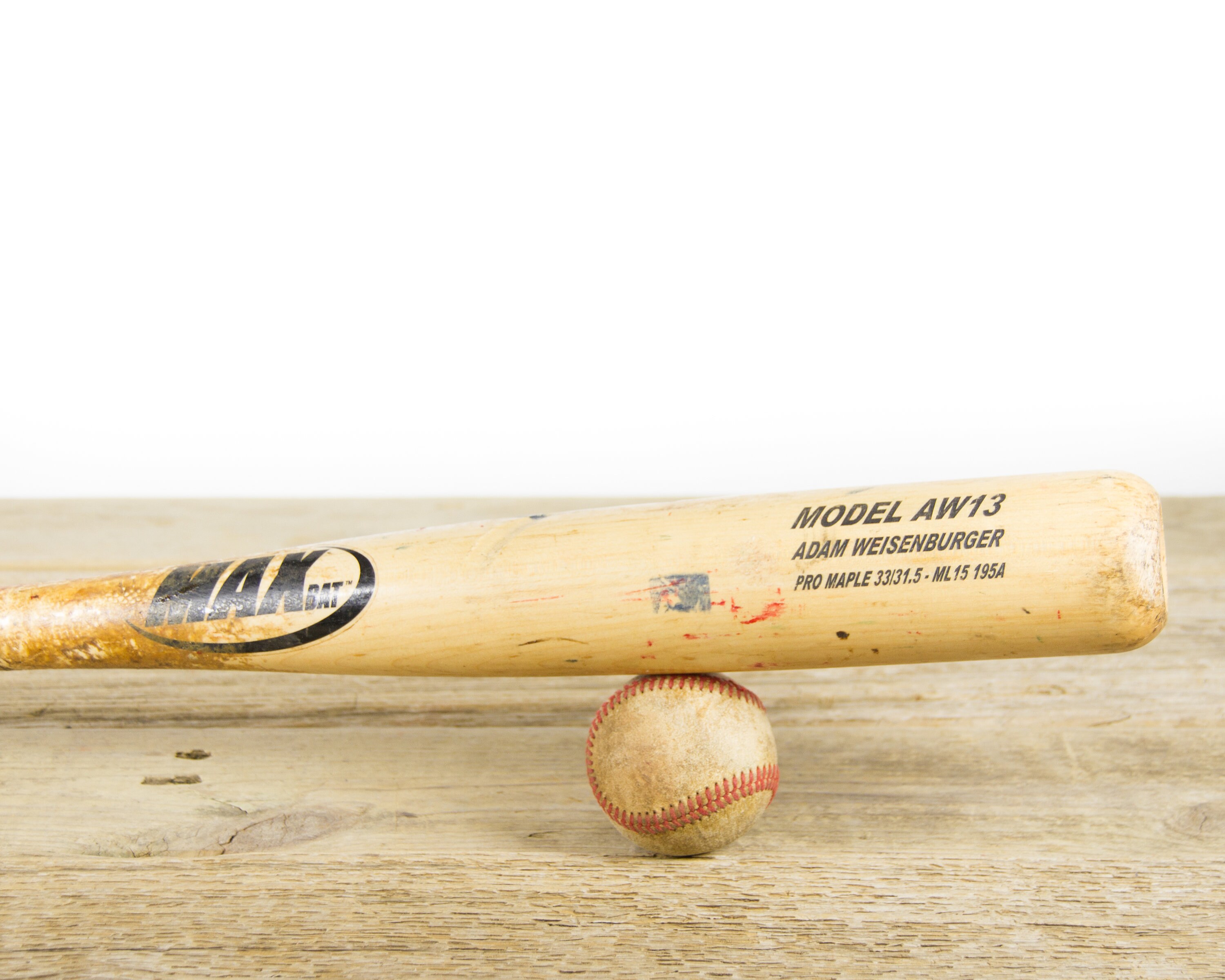Vintage Wooden Baseball Bat / Brewers Max Bat Pro Maple Model AW13