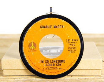 Vintage Charlie McCoy "I'm So Lonesome I Could Cry" Record Christmas Ornament from 1972 / Holiday Decor / Music Gift / Country, Folk