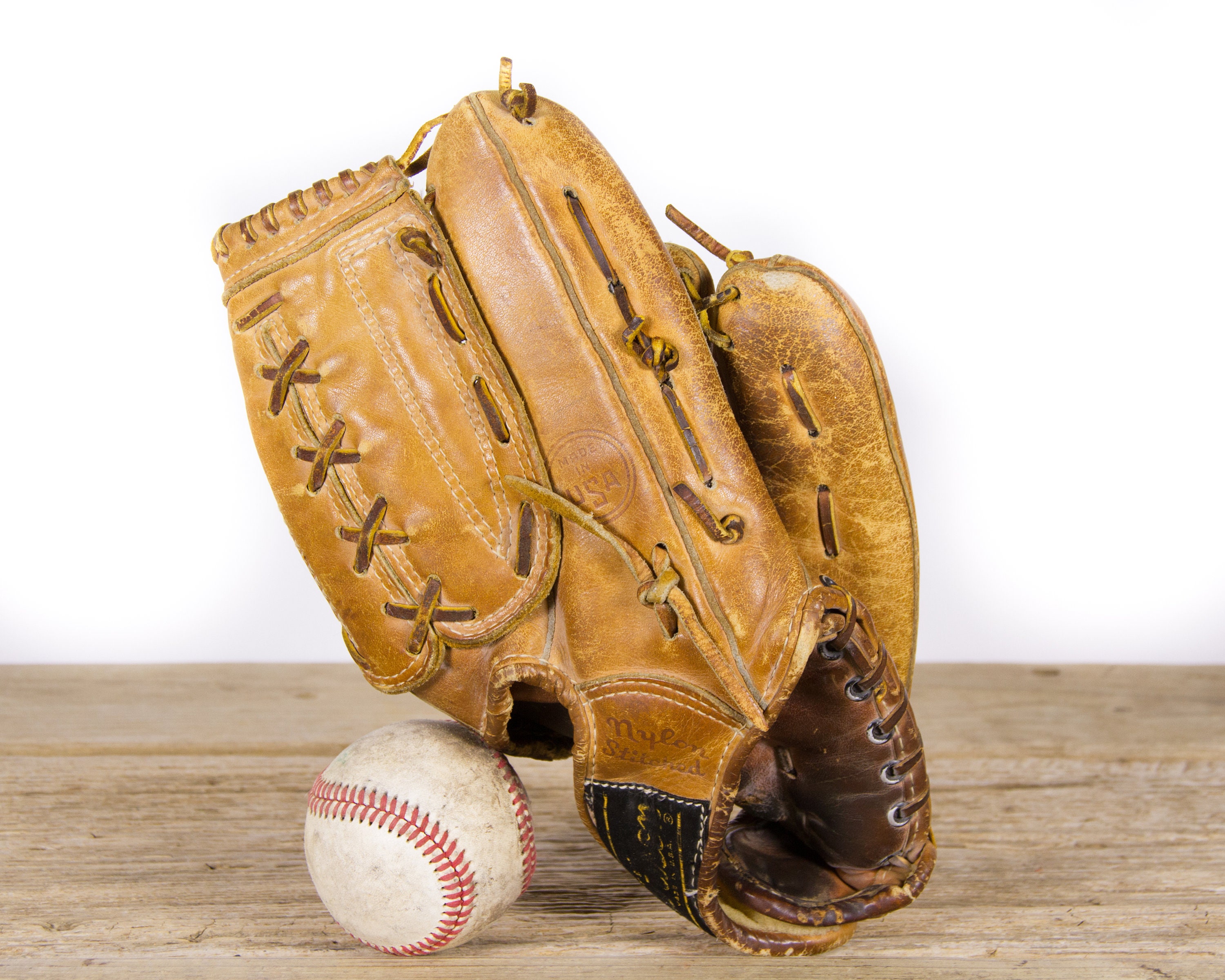 Antique Wilson Leather Baseball Glove / Old Vintage Leather Baseball
