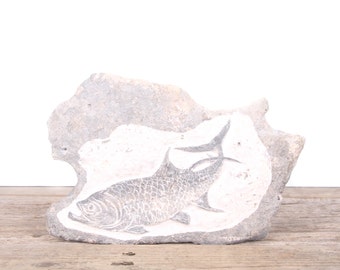 Vintage Hand-Carved Fish Rock Art / Fish Art / Fishing Decor / Unique Fishing Gift / Rustic Home Decor / Cabin Decor / Fish Picture