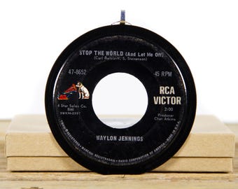vintage Waylon Jennings Disque vinyle « Stop The World » Décoration de Noël / Country, Folk