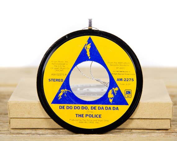 Vintage The Police "De Do Do Do, De Da Da Da" Record Christmas Ornament from 1980 / Holiday Decor / Music Gift / Rock, Pop