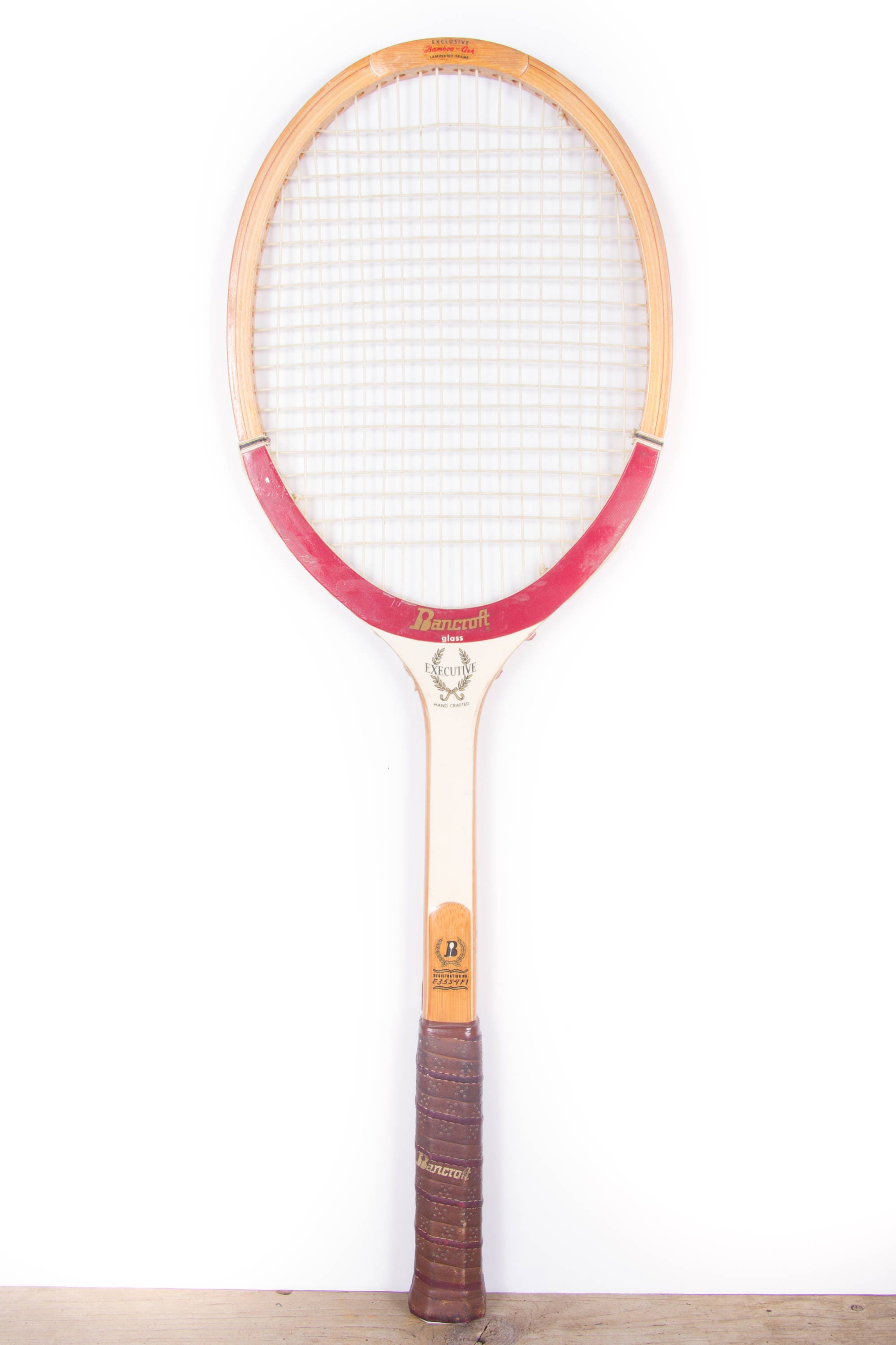 Vintage Wooden Tennis Racquet / Red White Bancroft Executive Tennis
