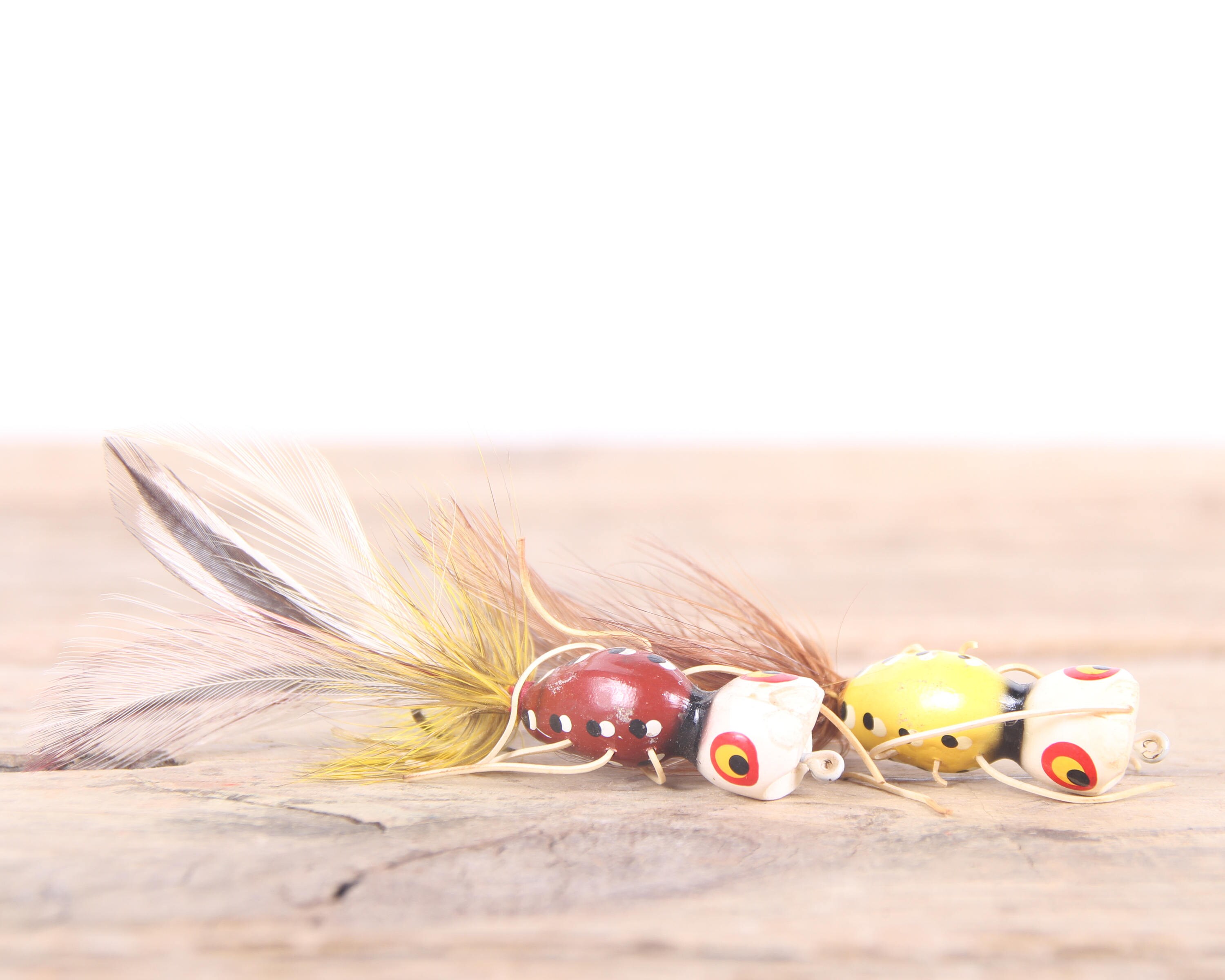 Vintage Fly Fishing Lures / Red White Yellow Fly Fishing Lure / Fishing Decor / Old Fishing Lure