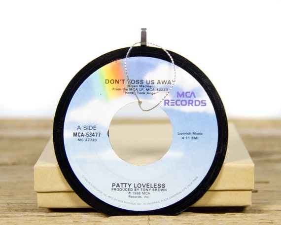 Vintage Patty Loveless Vinyl Record Christmas Ornament from 1989 / Vintage Holiday Music / Jukebox 45 Vinyl Record Gift / Country Folk