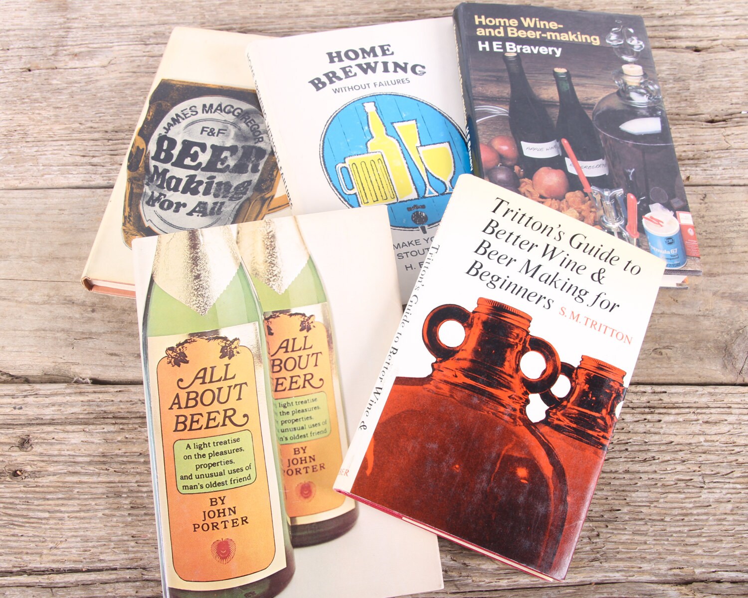 Vintage Beer Brewing Books / Old Books Vintage Books / Bar Decorative