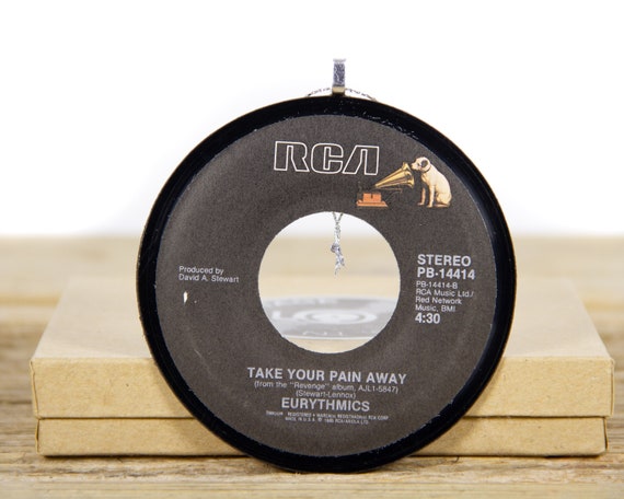 Vintage Eurythmics "Take Your Pain Away" Record Christmas Ornament from 1986 / Vintage Holiday Decor / Synth-Pop, Rock, Pop