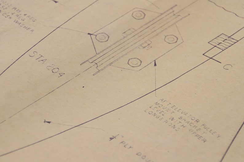 Vintage Airplane Blueprint / 1978 Woodstock Model Plane Blueprint / Blueprint Art / Architectural Blueprint / Unique Office Decor Blue Print image 3