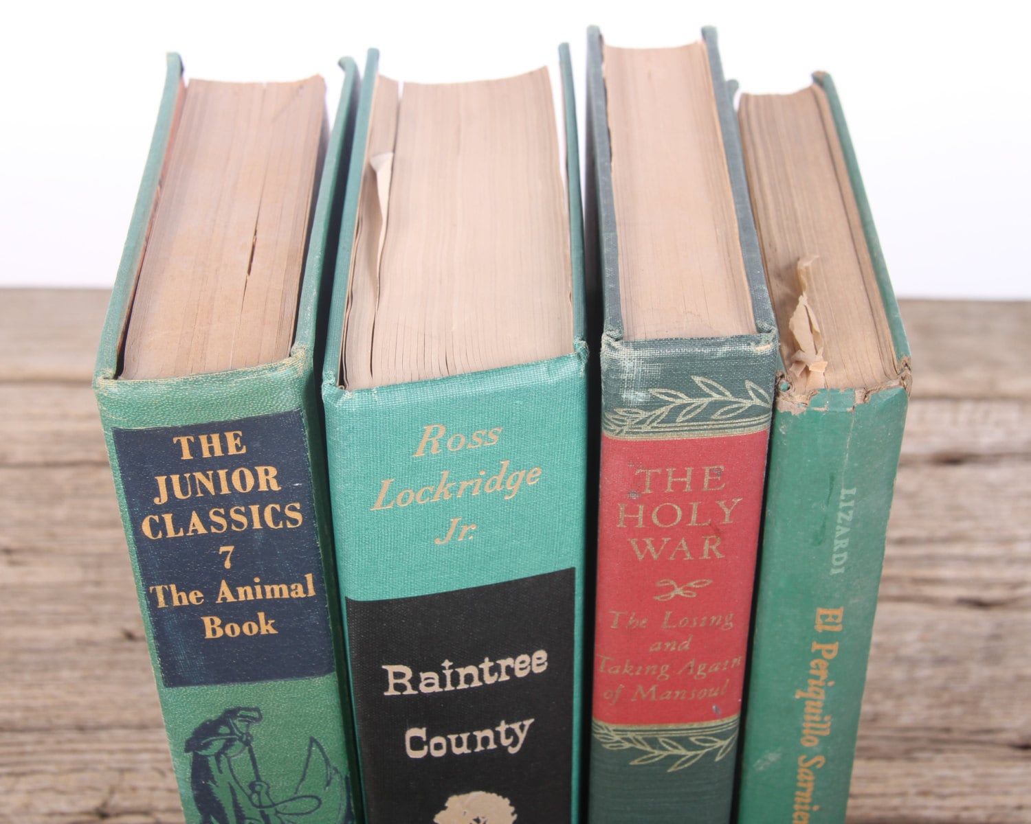 Green Books / Old Books Vintage Books / Dark Green Decorative Books