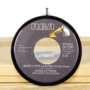 Décoration de Noël vintage avec disque vinyle Charley Pride « When I Stop Leaving I'll Be Gone » de 1978 / décoration vintage des Fêtes / country, folk