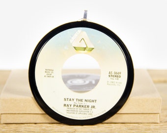 Adorno navideño vintage de vinilo de Ray Parker Jr. "Stay The Night" de 1982 / Decoración navideña vintage / Blues, Pop
