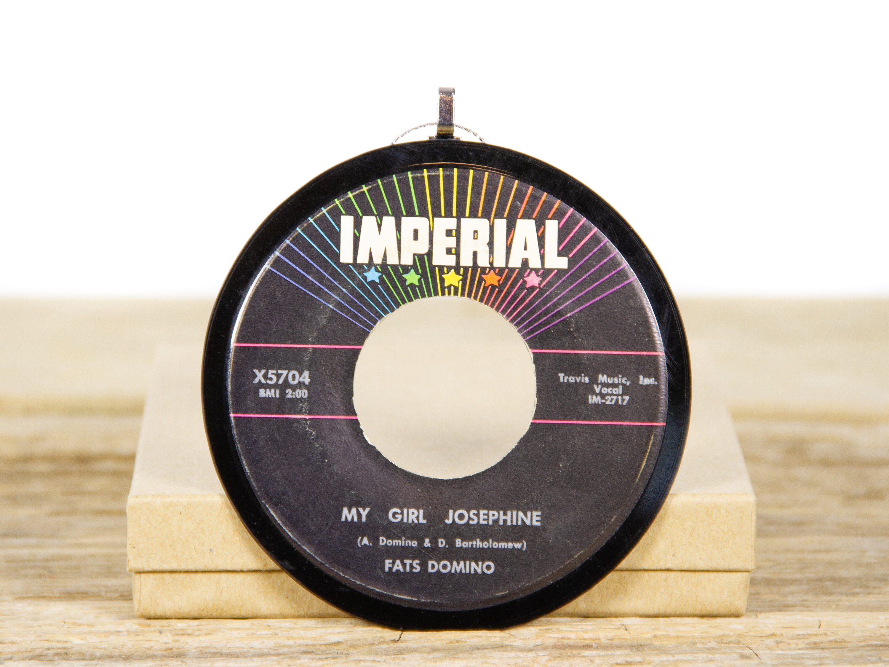Vintage Fats Domino "My Girl Josephine" Record Christmas Ornament from 1960 / Holiday Decor / Christmas Record / Rock, Blues