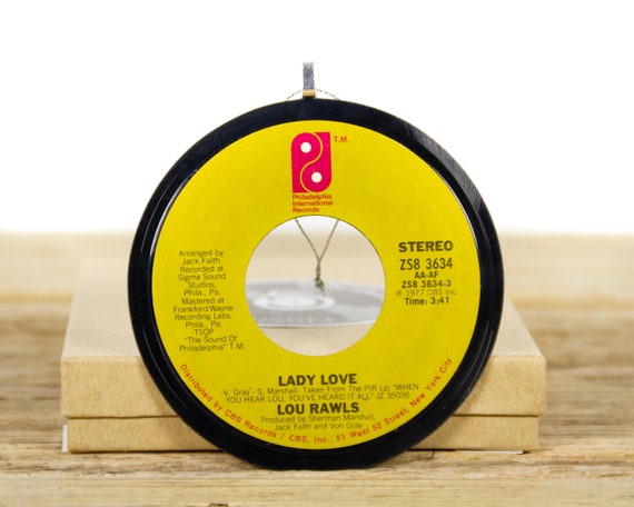 Vintage Lou Rawls "Lady Love" Record Christmas Ornament from 1971 / Vintage Holiday Decor / Electronic, Soul, Funk