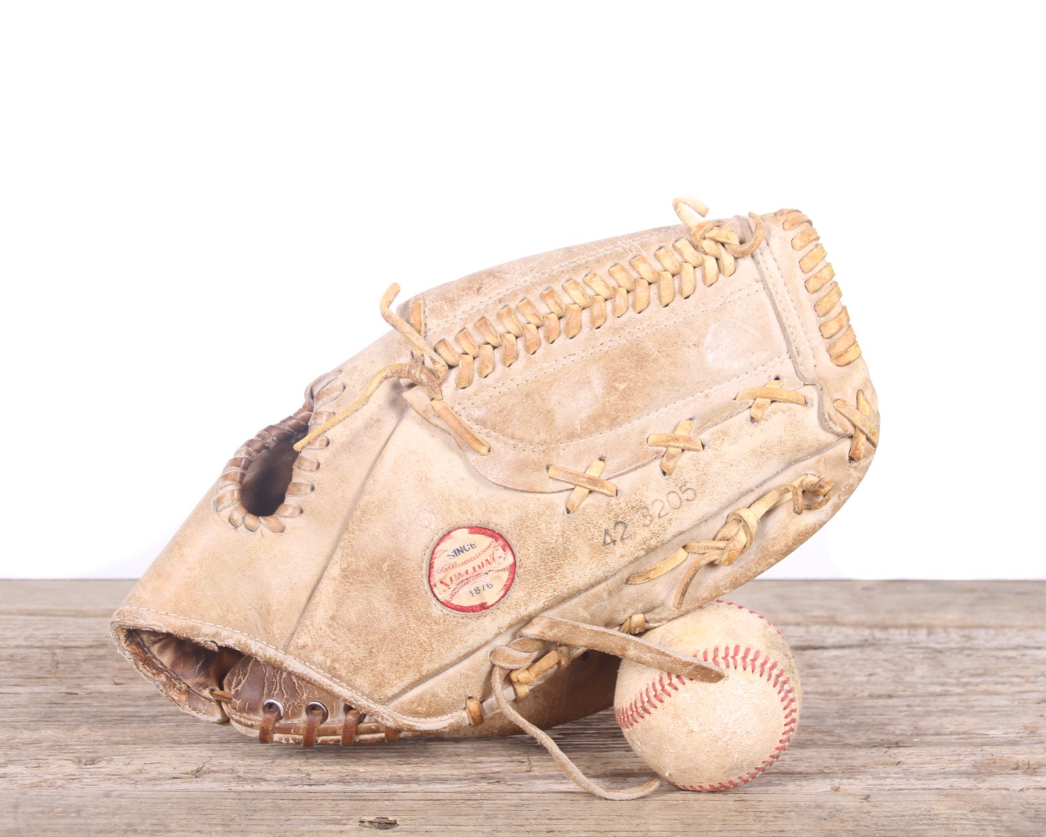 Old Leather Baseball Glove / Vintage Baseball Glove / Spalding Bob