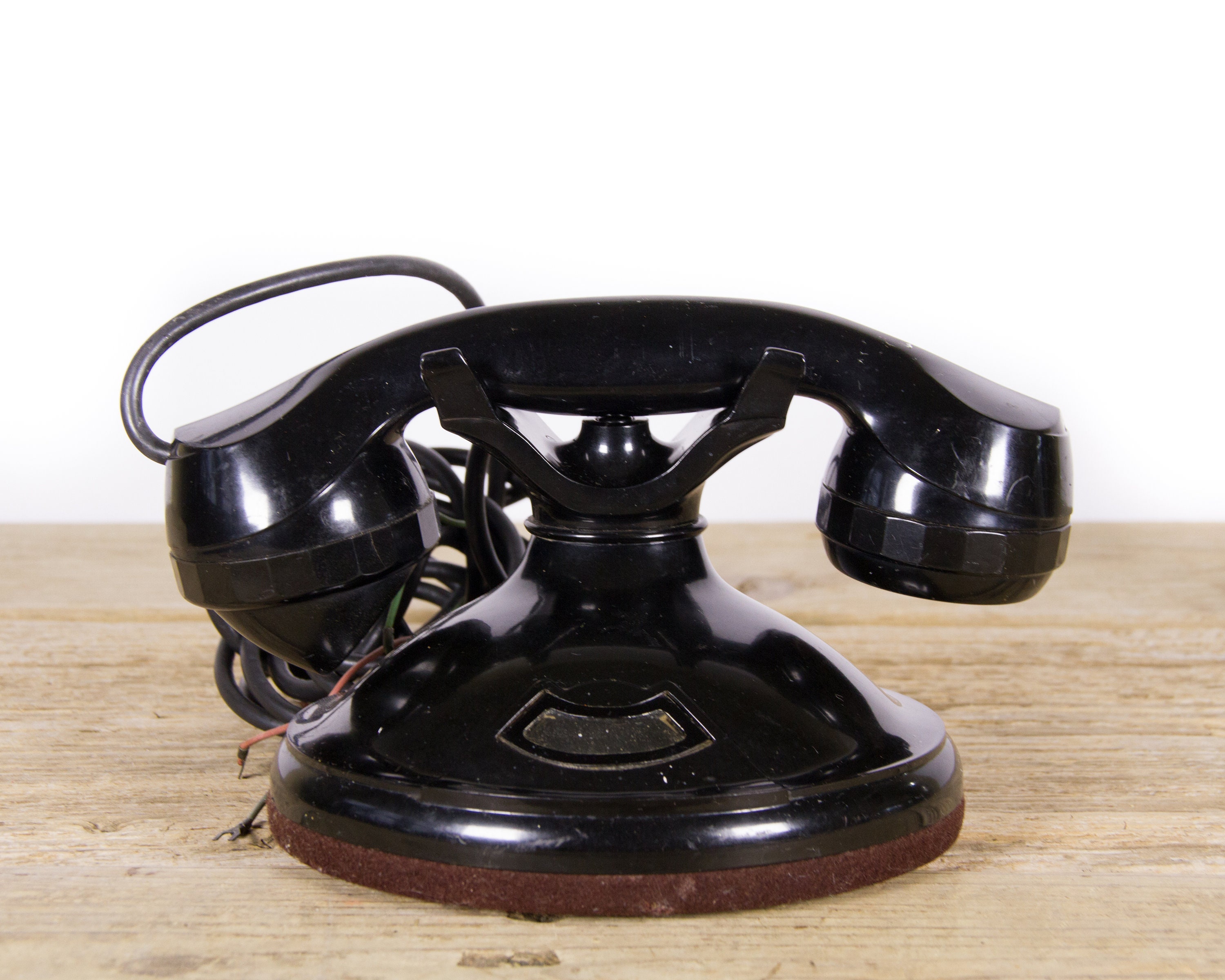 Antique Black Desk Phone / Unmarked Retro Black Phone / Vintage ...