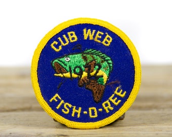 Toppa vintage Fish-O-Ree Cub Web dei Boy Scouts of America del 1972 / Toppa Scout da 3"