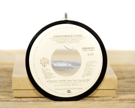 Vintage Christopher Cross "Arthur's Theme" Record Christmas Ornament from 1981 / Vintage Holiday Decor / Rock, Pop