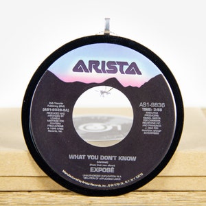 Vintage Expose &quot;What You Don&#39;t Know&quot; Vinyl Record Christmas Ornament from 1989 / Vintage Holiday Decor / Dance, Rock, Pop