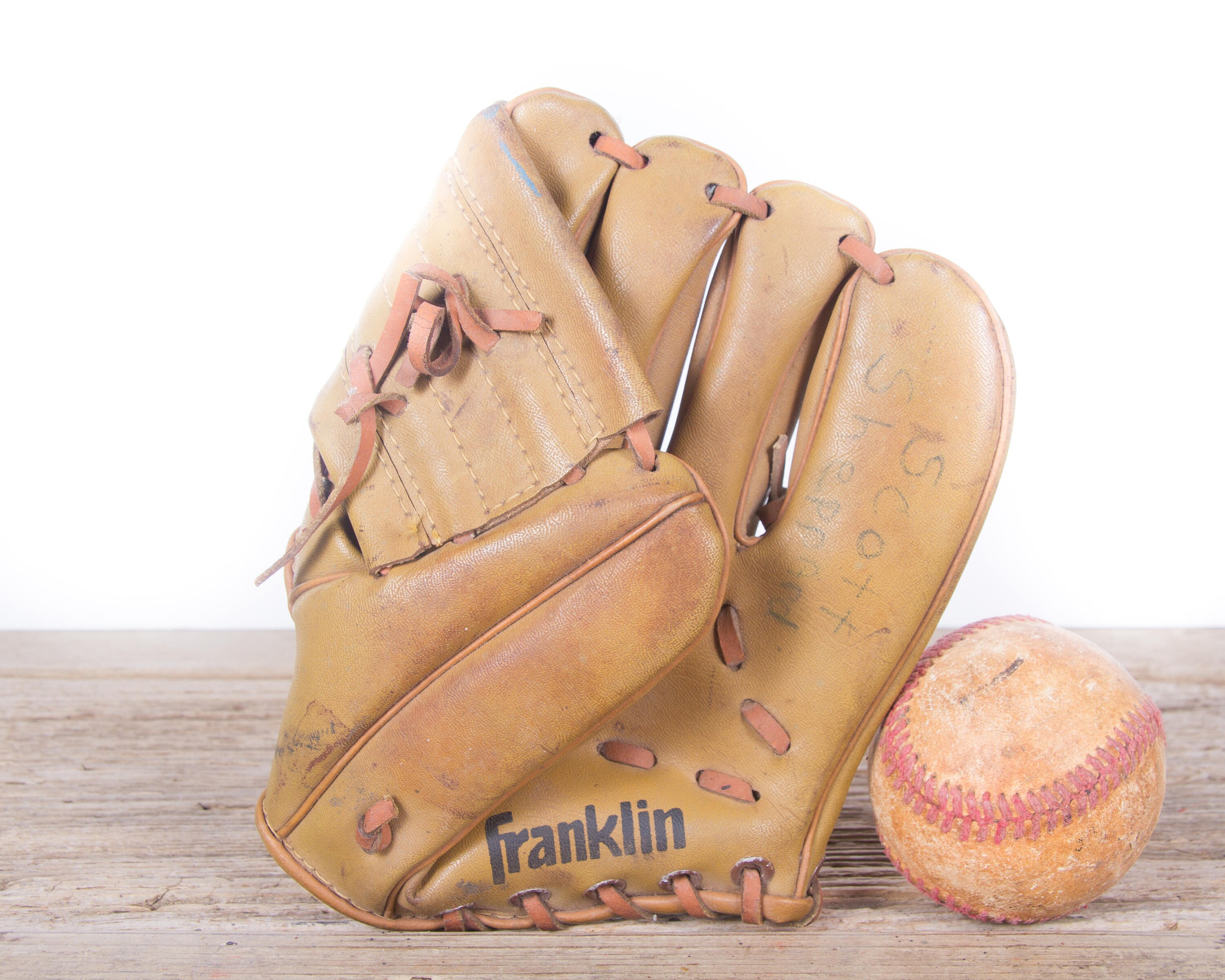 Old Vintage Leather Baseball Glove / Kids Franklin 4000 Baseball Glove