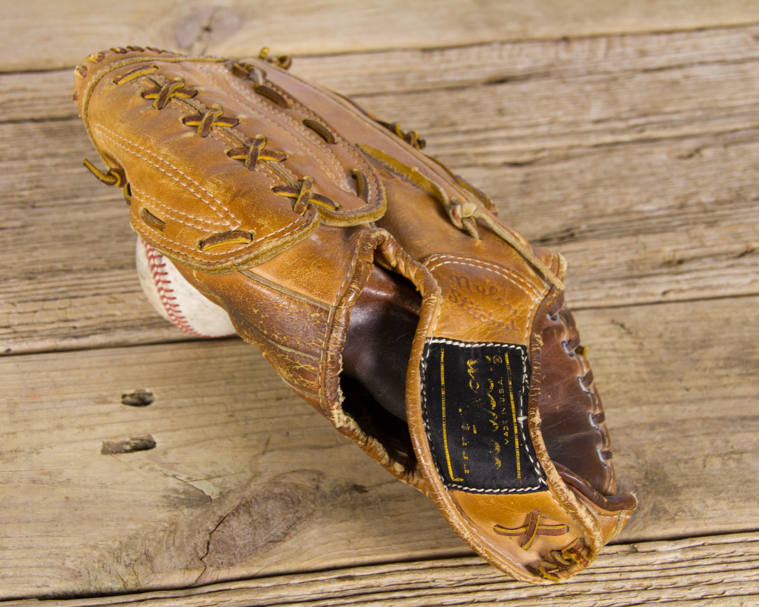 Antique Wilson Leather Baseball Glove / Old Vintage Leather Baseball