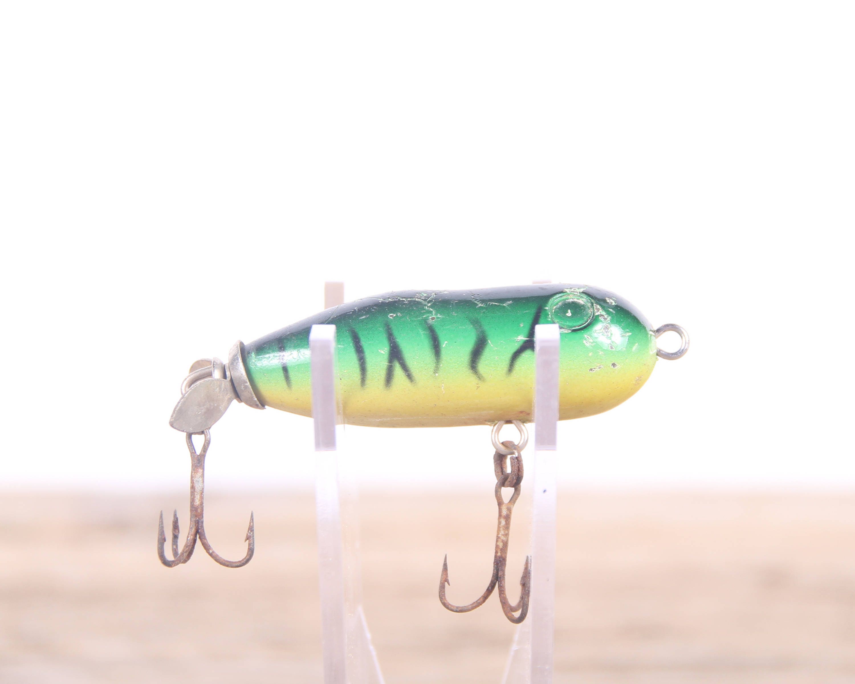 Vintage Wooden Fishing Lure Green Wood Lure Fishing