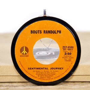 Vintage Boots Randolph Sentimental Journey Record Christmas Ornament from 1973 / Music Gift / Jazz, Pop image 1